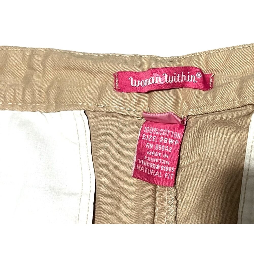 Woman Within NWOT Stretch Cotton Chino Straight Leg Pant Sz 28 Wide Petite Beige - Picture 5 of 10